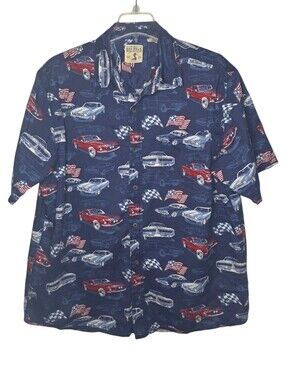 Red Head Brand Vintage Bass Pro Shop 4th Of July Car Graphic Button Down Size XL